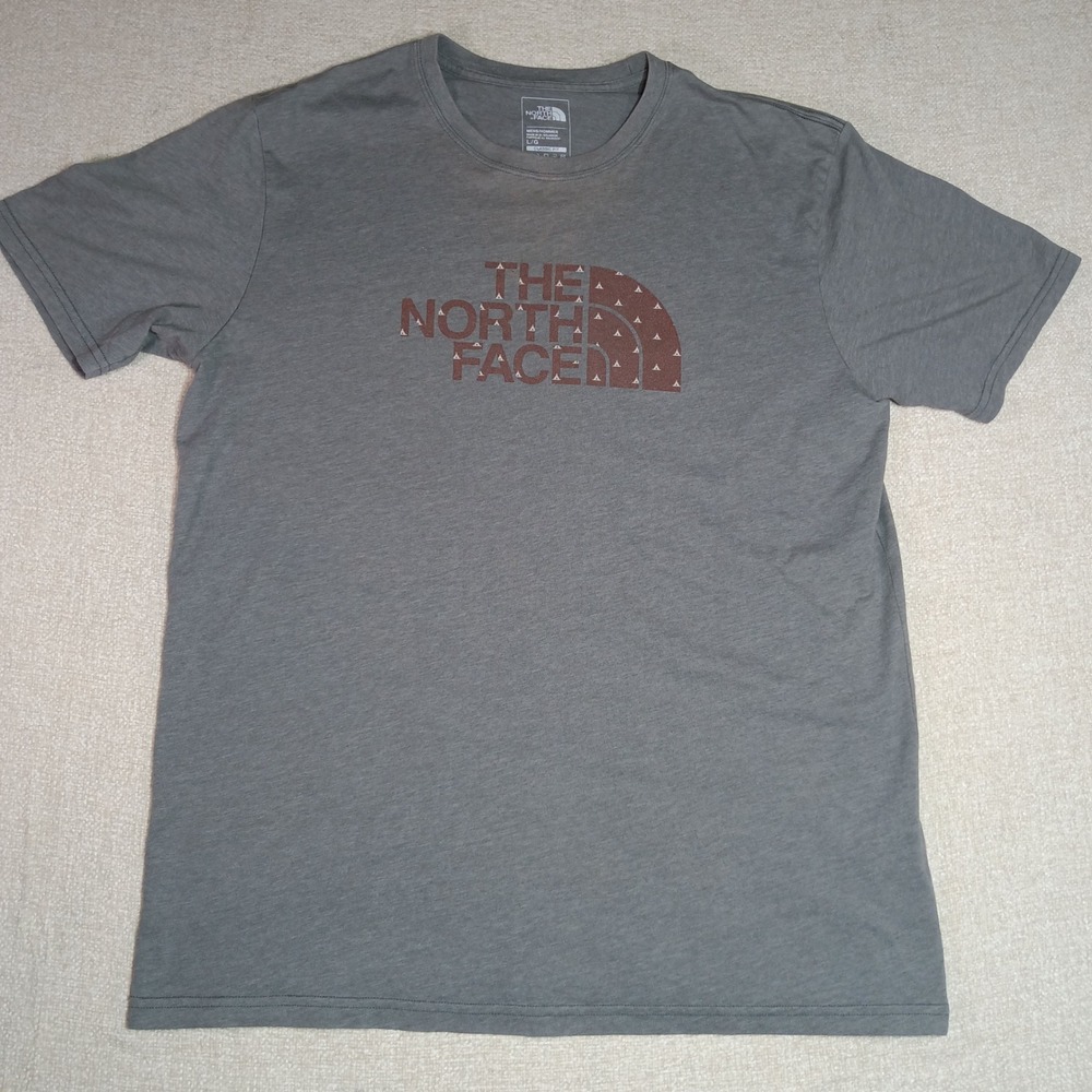 The North Face T-Shirt Mens Large Heather Gray Tent Logo Short Sleeve Casual Tee